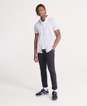 Superdry Classic Shoreditch Print Férfi Rövid Ujjú Ing Fehér | BOLQJ2165